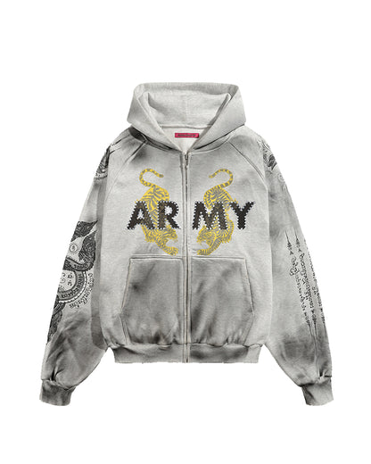 SAK YON ARMY ZIP UP (STUDDED)