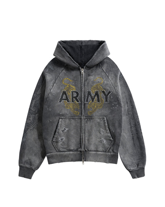 SAK YON ARMY ZIP UP CHARCOAL (STUDDED)