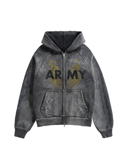 SAK YON ARMY ZIP-UP (CHARCOAL)