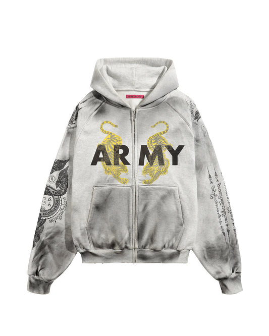 SHOOT + UNCM SAK YON ARMY ZIP UP